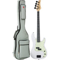 Full Size Beginner 4-String Electric Guitar Bass Guitar w/ Padded Case - White/Mint