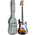 Full Size Beginner 4-String Electric Guitar Bass Guitar w/ Padded Case - Sunburst/White