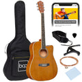 Full Size Beginner Acoustic Guitar Set with Case, Strap, Capo - 41in - Natural Mahogany