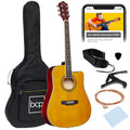 Full Size Beginner Acoustic Guitar Set with Case, Strap, Capo - 41in - Aged Natural
