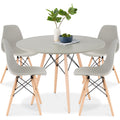 5-Piece Mid-Century Modern Dining Set w/ 4 Chairs, Wooden Legs, Metal Frame - Gray/Oak
