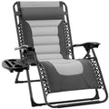 Oversized Padded Zero Gravity Chair, Folding Recliner w/ Headrest, Side Tray - Gray/Light Gray