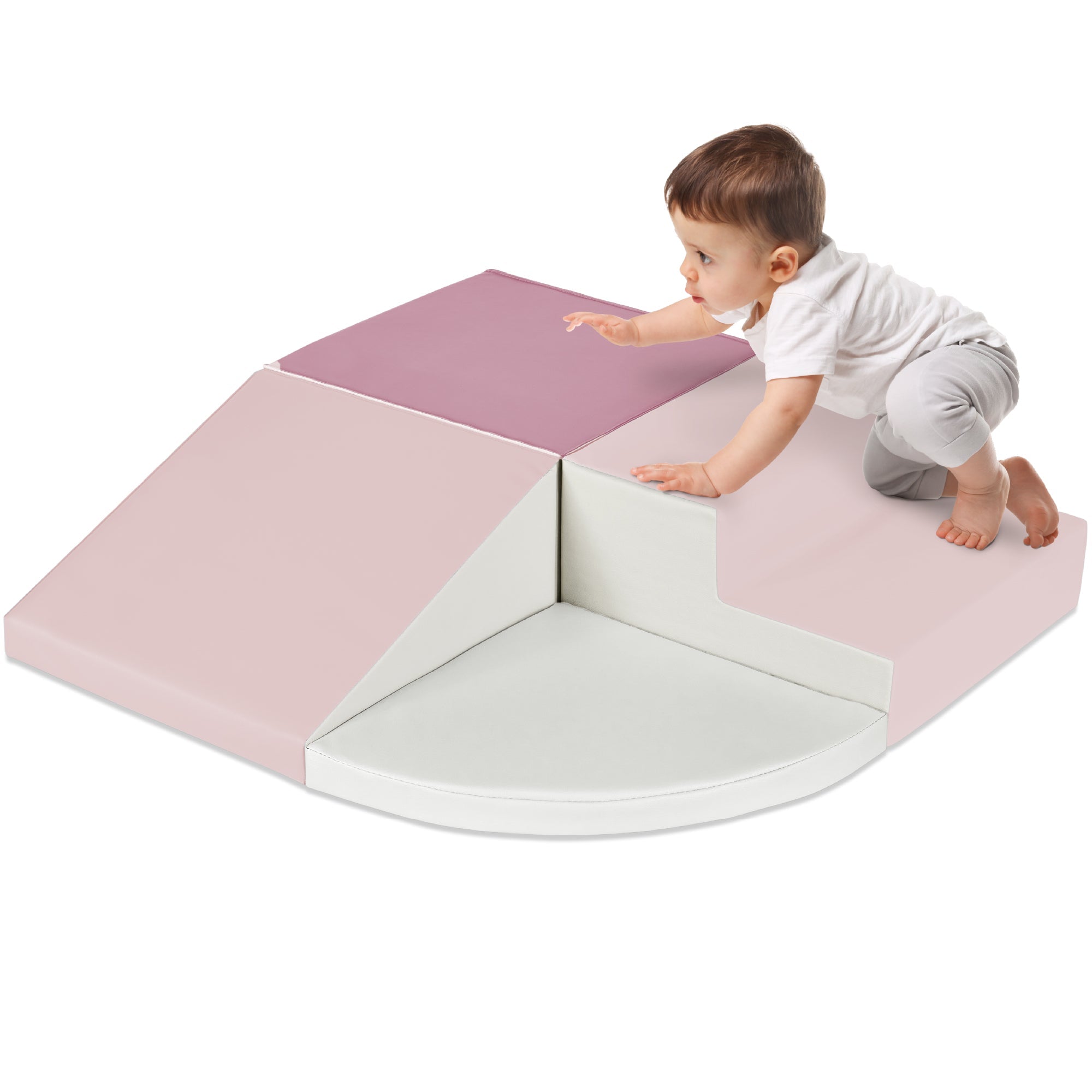 4-Piece Kids Climb & Crawl Soft Foam Shapes Structure Playset - Pink