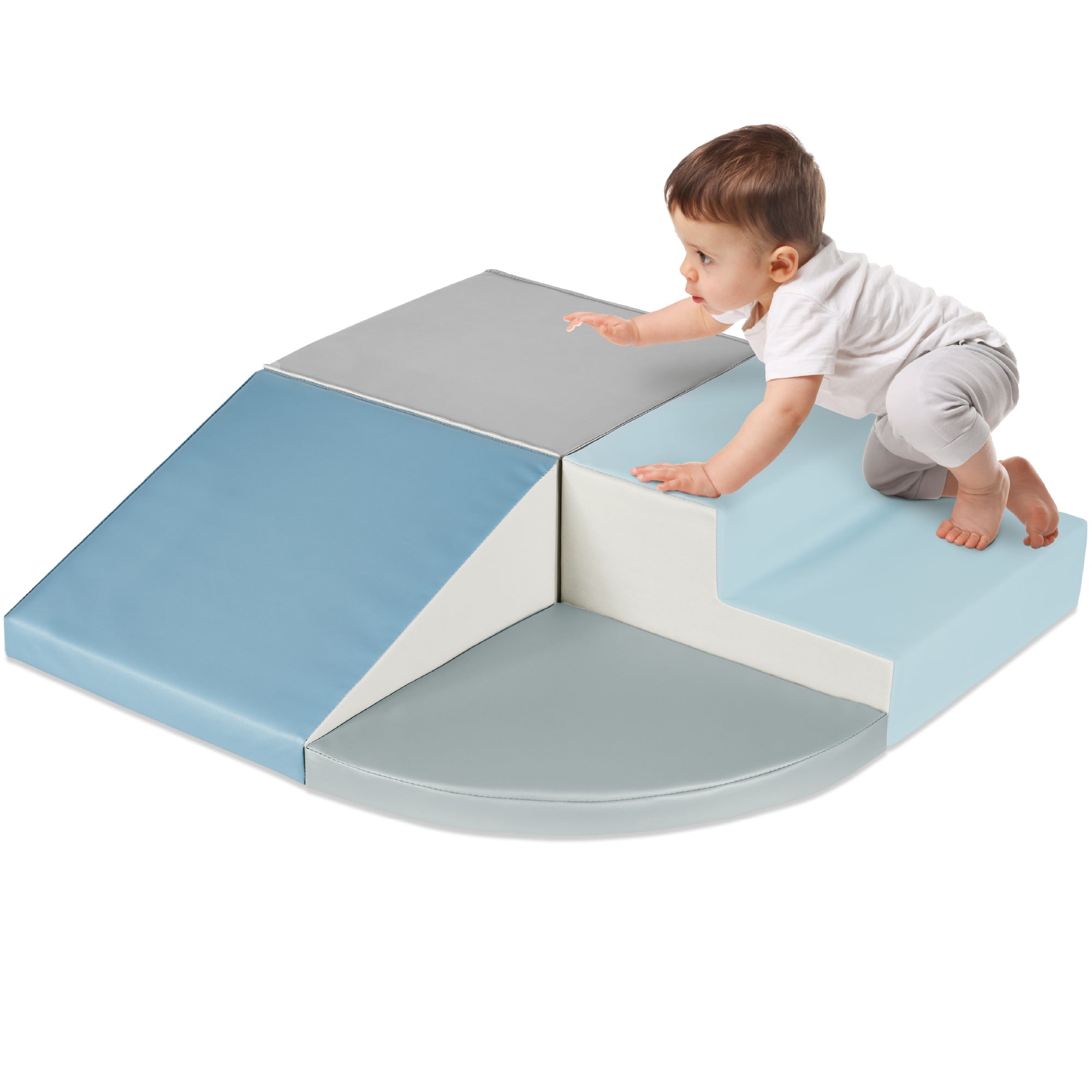 4-Piece Kids Climb & Crawl Soft Foam Shapes Structure Playset - Blue