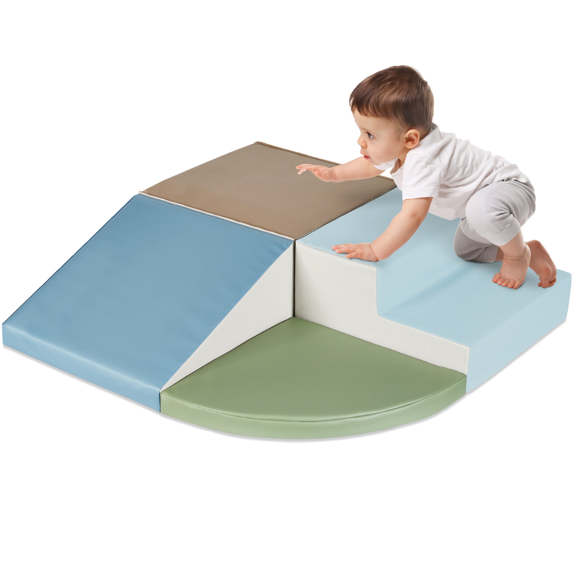 4-Piece Kids Climb & Crawl Soft Foam Shapes Structure Playset - Earth Tone