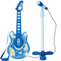 Kids Pretend Play Guitar Musical Instrument Toy w/ Microphone, Stand - 19in - Electric Blue