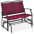 2-Person Patio Loveseat Swing Glider, Bench Rocker w/ Armrests - Burgundy/Black