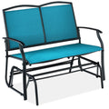 2-Person Patio Loveseat Swing Glider, Bench Rocker w/ Armrests - Peacock Blue/Black