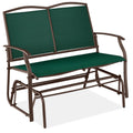 2-Person Patio Loveseat Swing Glider, Bench Rocker w/ Armrests - Forest Green/Brown