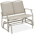 2-Person Patio Loveseat Swing Glider, Bench Rocker w/ Armrests - Taupe