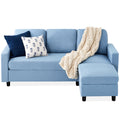 Upholstered Sectional Sofa Couch w/ Chaise Lounge, Reversible Ottoman Bench - Light Blue