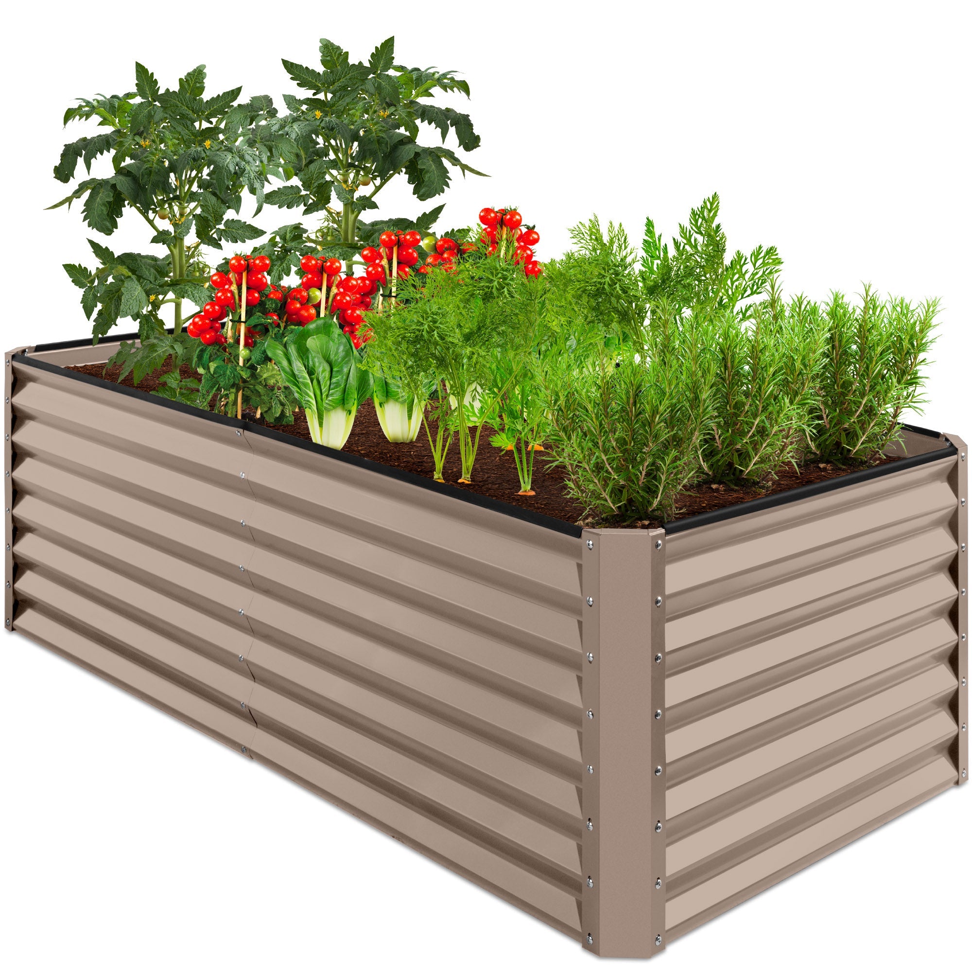 Outdoor Metal Raised Garden Bed for Vegetables, Flowers, Herbs - 6x3x2ft - Taupe