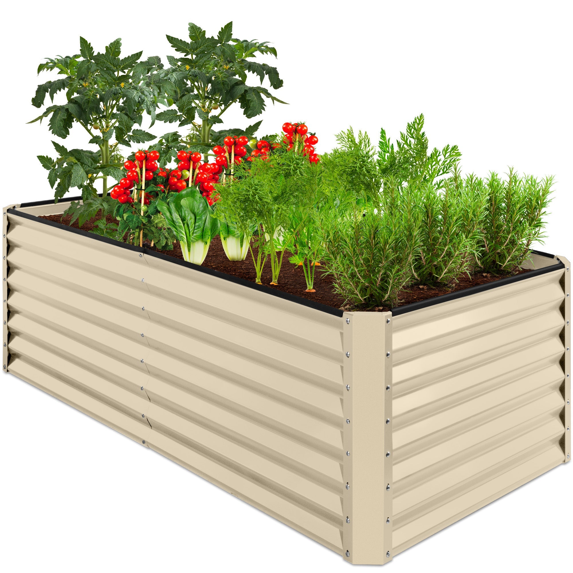 Outdoor Metal Raised Garden Bed for Vegetables, Flowers, Herbs - 6x3x2ft - Beige