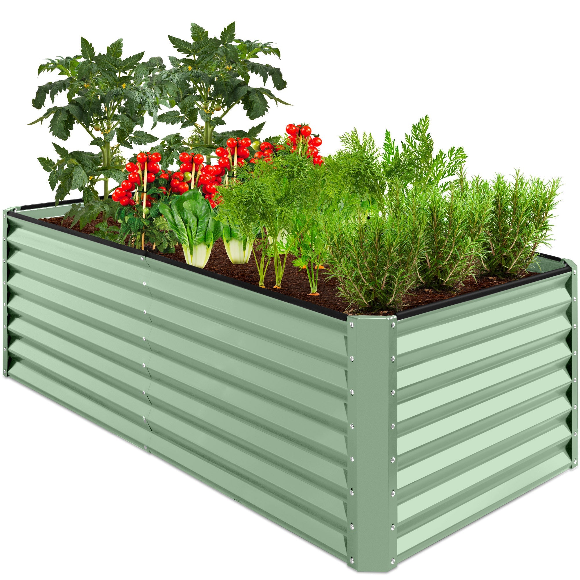 Outdoor Metal Raised Garden Bed for Vegetables, Flowers, Herbs - 6x3x2ft - Sage Green