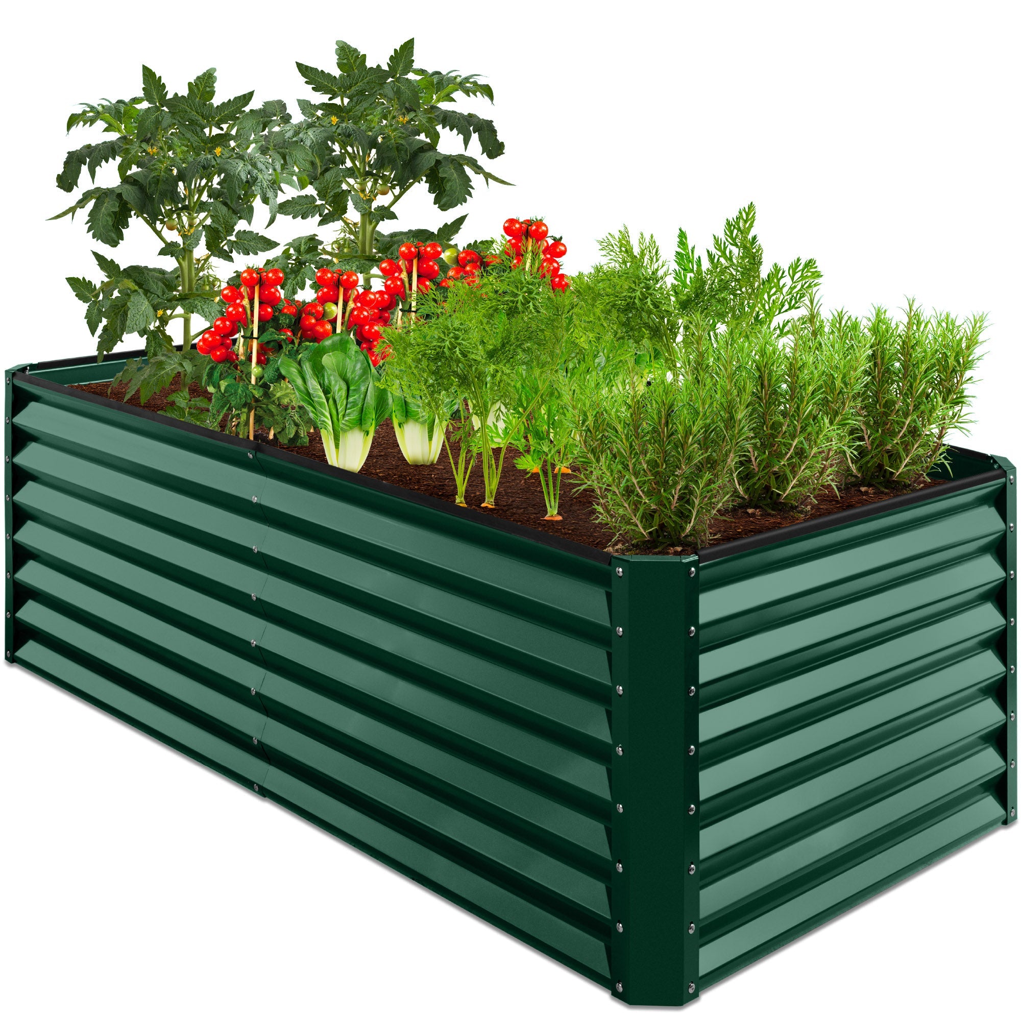Outdoor Metal Raised Garden Bed for Vegetables, Flowers, Herbs - 6x3x2ft - Dark Green
