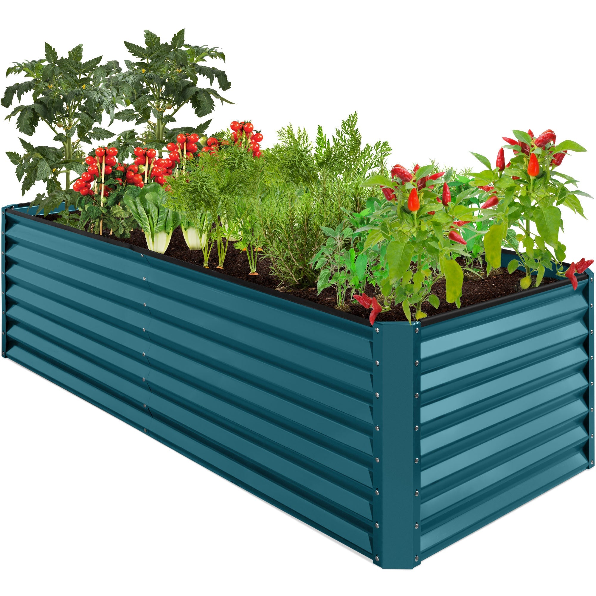 Outdoor Metal Raised Garden Bed for Vegetables, Flowers, Herbs - 8x4x2ft - Peacock Blue