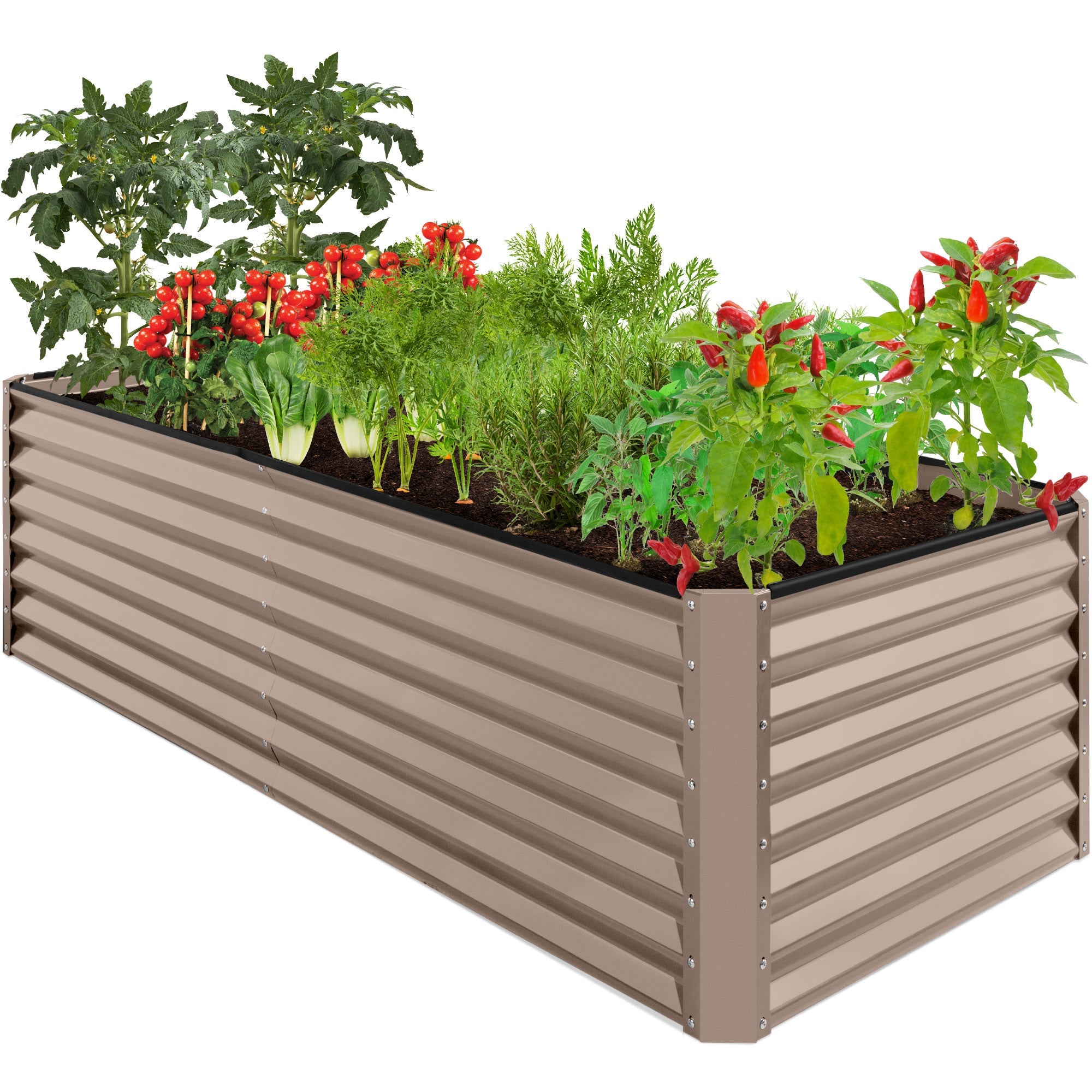 Outdoor Metal Raised Garden Bed for Vegetables, Flowers, Herbs - 8x4x2ft - Taupe