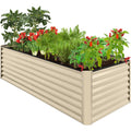 Outdoor Metal Raised Garden Bed for Vegetables, Flowers, Herbs - 8x4x2ft - Beige