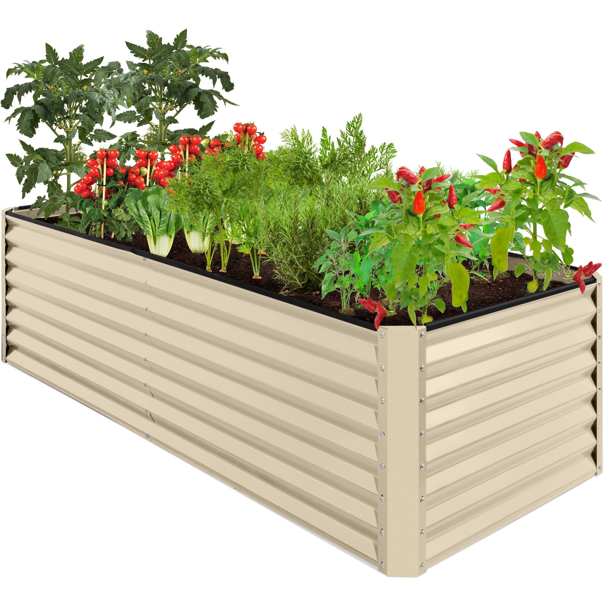Outdoor Metal Raised Garden Bed for Vegetables, Flowers, Herbs - 8x4x2ft - Beige