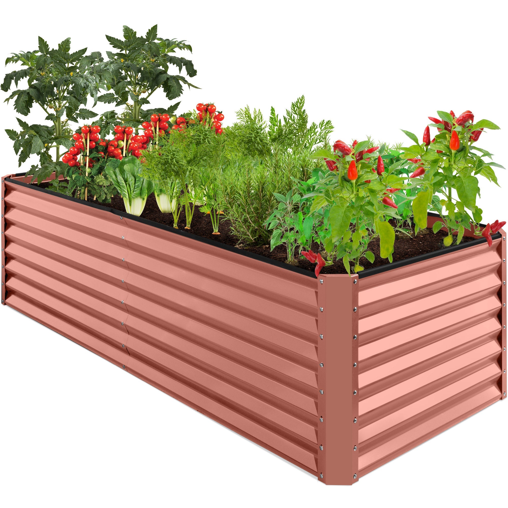 Outdoor Metal Raised Garden Bed for Vegetables, Flowers, Herbs - 8x4x2ft - Terracotta