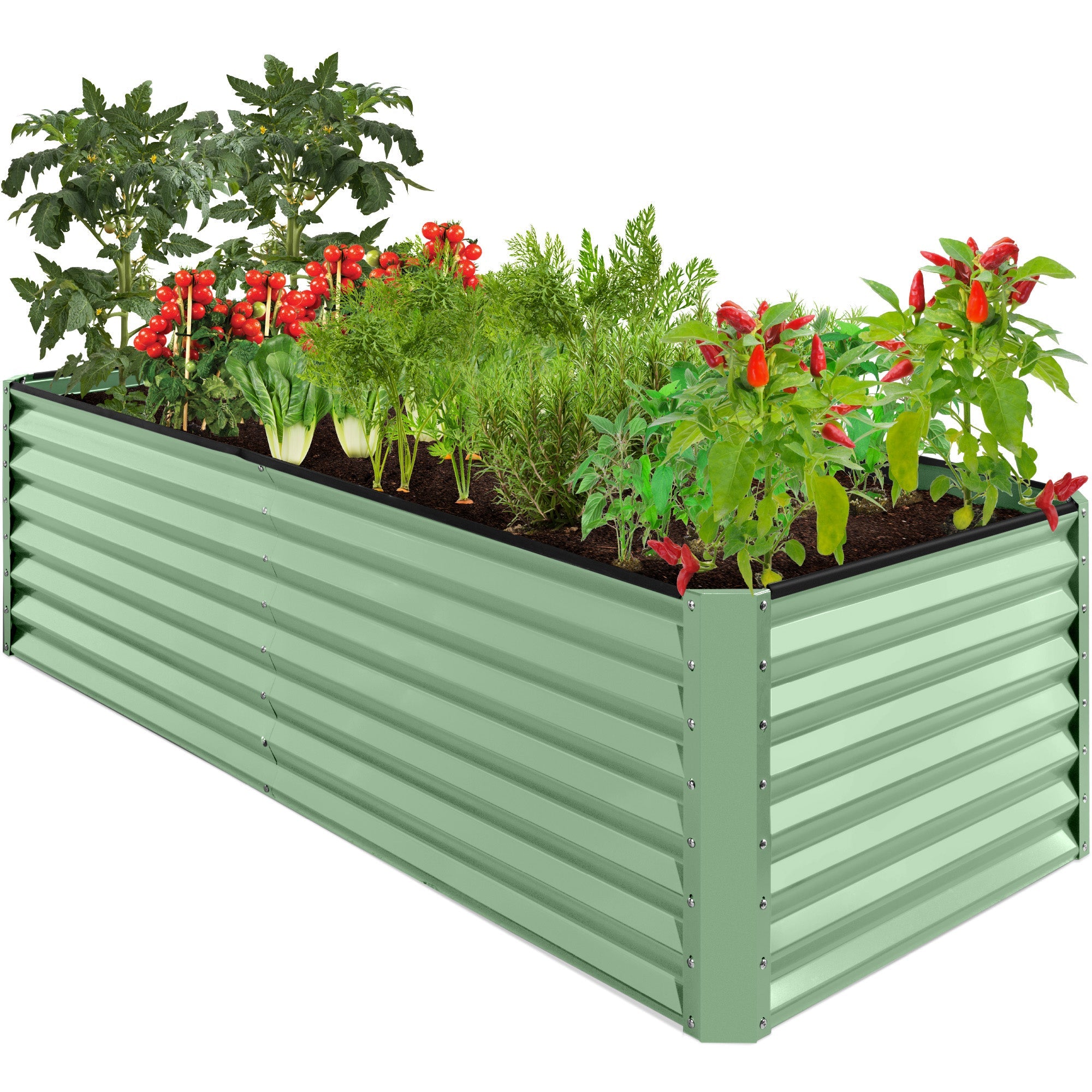 Outdoor Metal Raised Garden Bed for Vegetables, Flowers, Herbs - 8x4x2ft - Sage Green