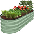 Outdoor Raised Metal Oval Garden Bed, Planter Box - 4x2x1ft - Sage Green