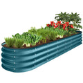 Outdoor Metal Raised Oval Garden Bed for Vegetables, Flowers - 8x2x1ft - Peacock Blue