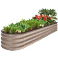 Outdoor Metal Raised Oval Garden Bed for Vegetables, Flowers - 8x2x1ft - Taupe