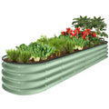 Outdoor Metal Raised Oval Garden Bed for Vegetables, Flowers - 8x2x1ft - Sage Green
