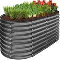 Outdoor Raised Metal Oval Garden Bed, Planter Box - 4x2x2ft - Charcoal