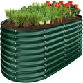 Outdoor Raised Metal Oval Garden Bed, Planter Box - 4x2x2ft - Dark Green