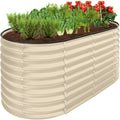 Outdoor Raised Metal Oval Garden Bed, Planter Box - 4x2x2ft - Beige