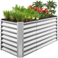 Outdoor Raised Metal Garden Bed for Vegetables, Flowers, Herbs - 4x2x2ft - Galvanized