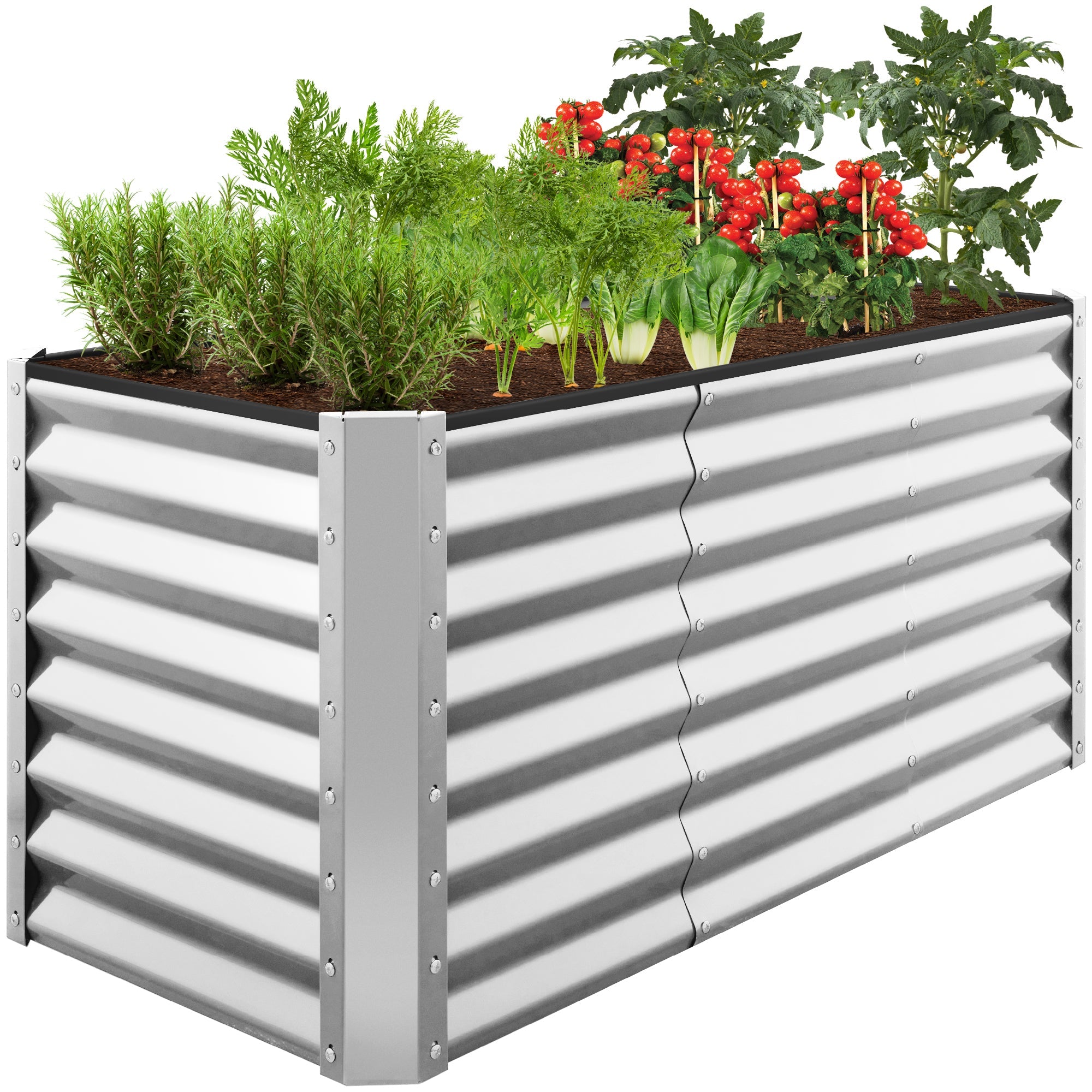 Outdoor Raised Metal Garden Bed for Vegetables, Flowers, Herbs - 4x2x2ft - Galvanized