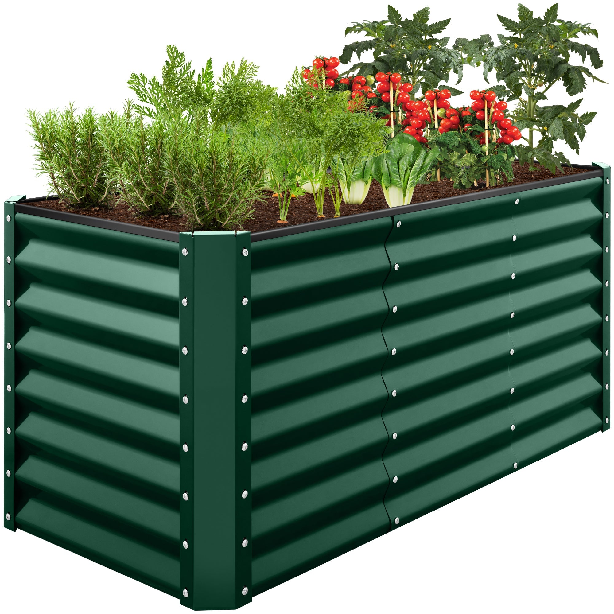 Outdoor Metal Raised Garden Bed for Vegetables, Flowers, Herbs - 4x2x2ft - Dark Green