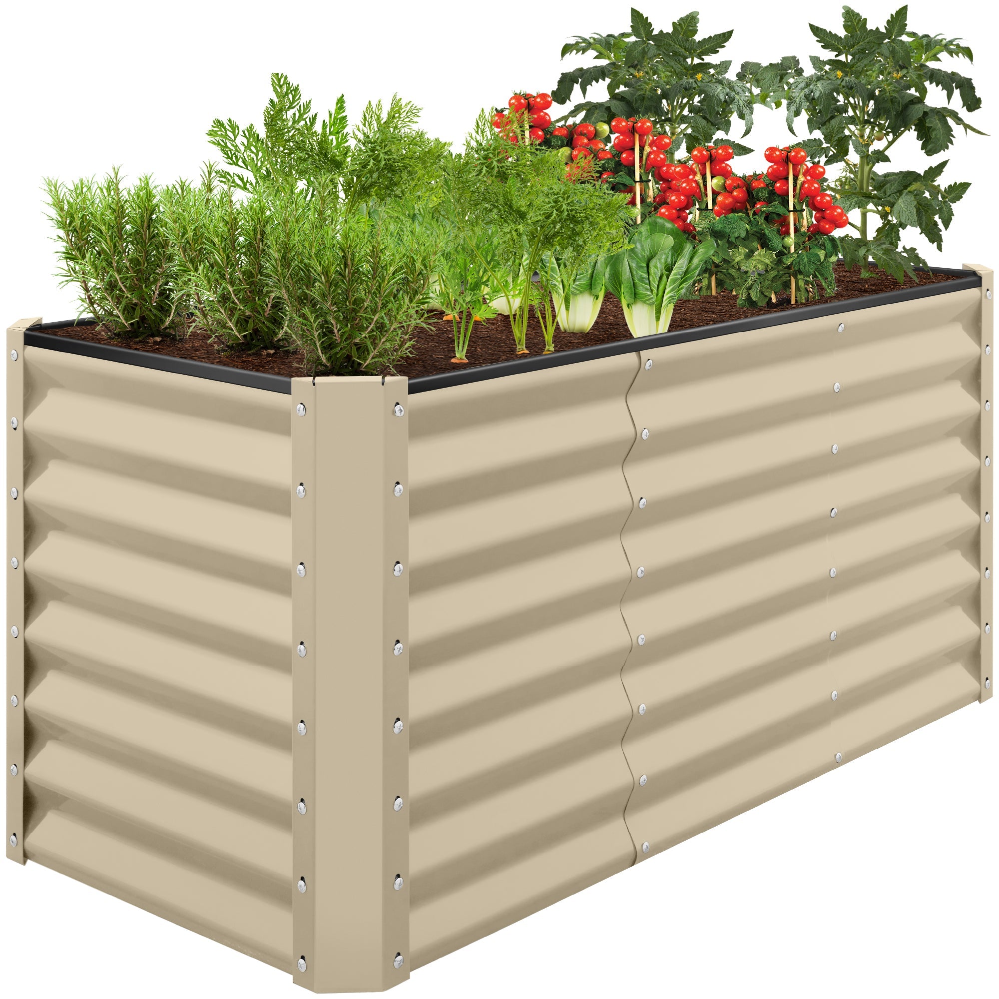 Outdoor Metal Raised Garden Bed for Vegetables, Flowers, Herbs - 4x2x2ft - Beige