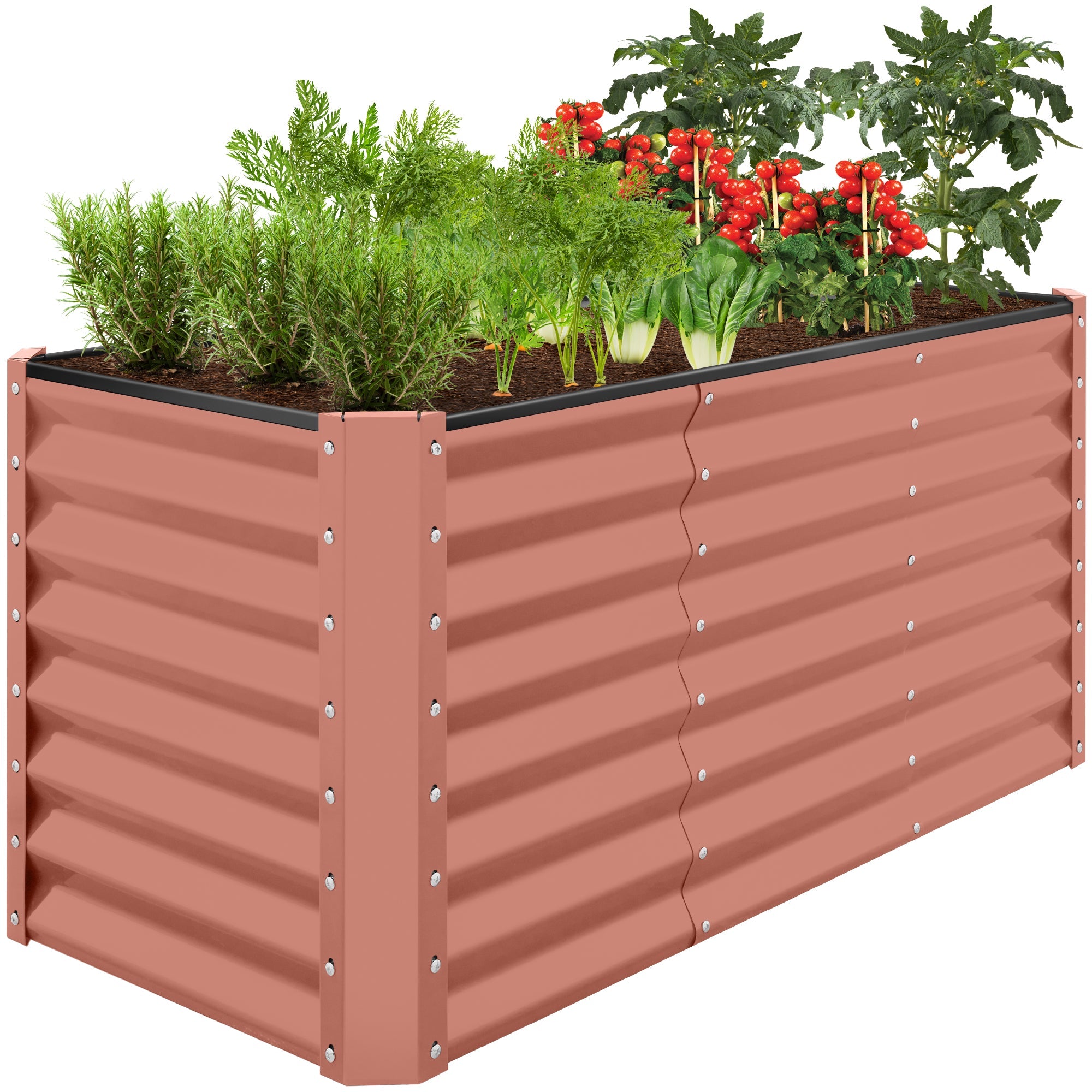 Outdoor Metal Raised Garden Bed for Vegetables, Flowers, Herbs - 4x2x2ft - Terracotta