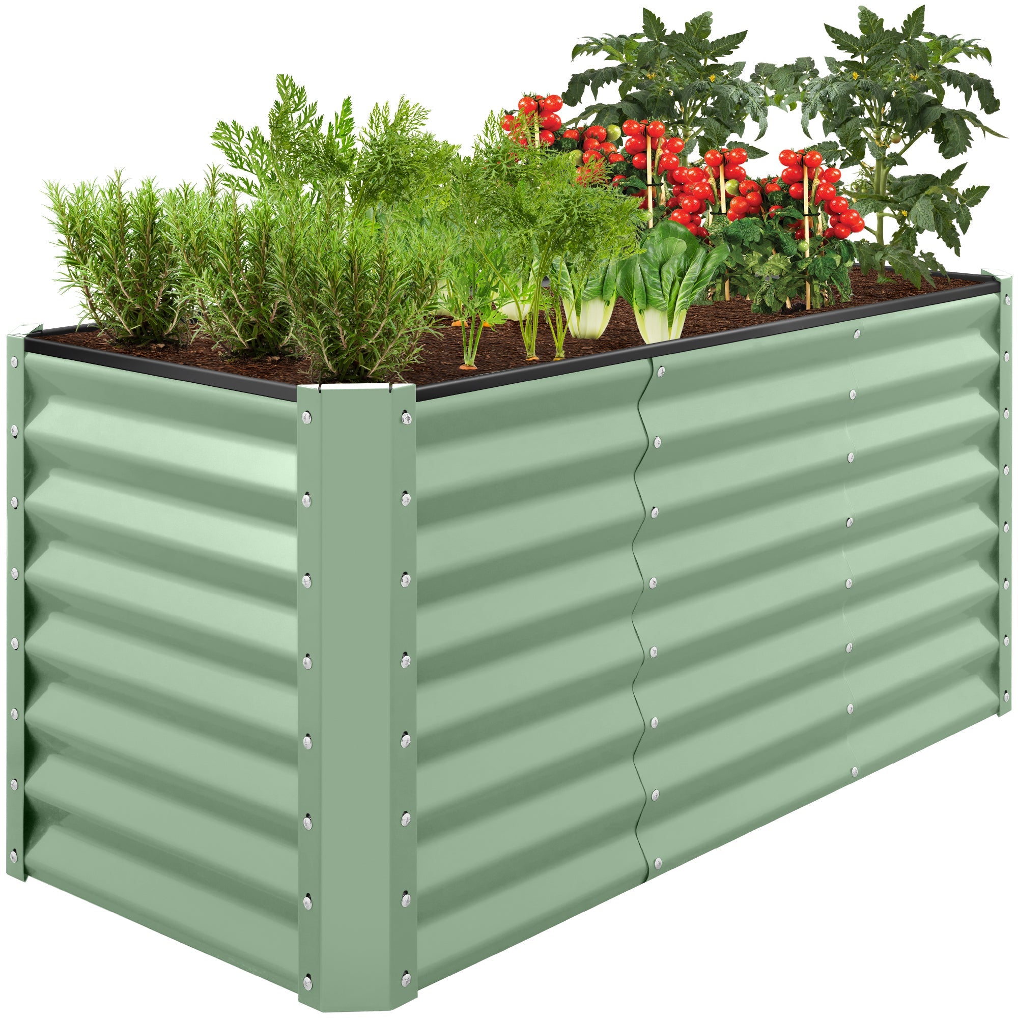 Outdoor Metal Raised Garden Bed for Vegetables, Flowers, Herbs - 4x2x2ft - Sage Green