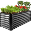 Outdoor Metal Raised Garden Bed for Vegetables, Flowers, Herbs - 8x2x2ft - Gray