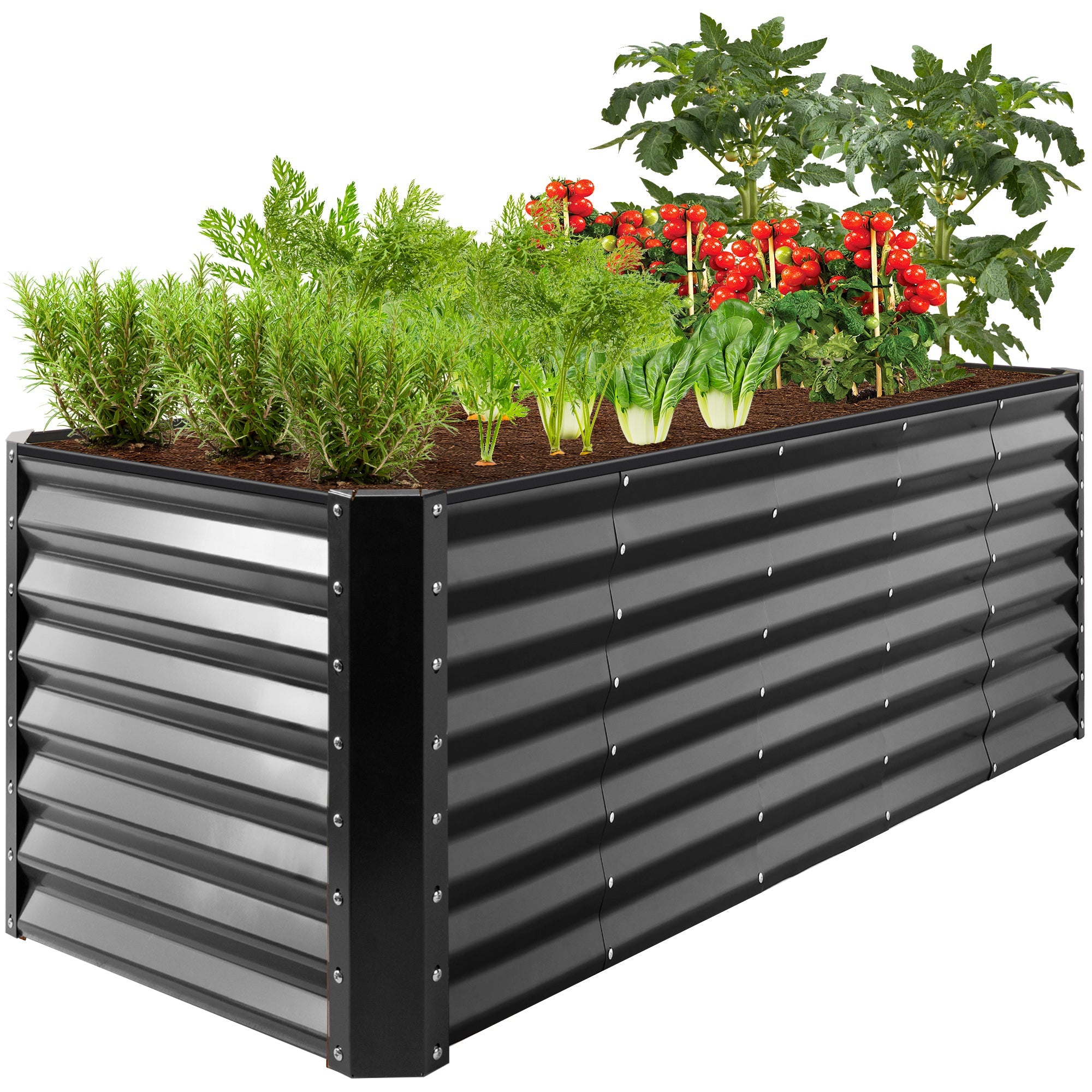 Outdoor Metal Raised Garden Bed for Vegetables, Flowers, Herbs - 8x2x2ft - Gray