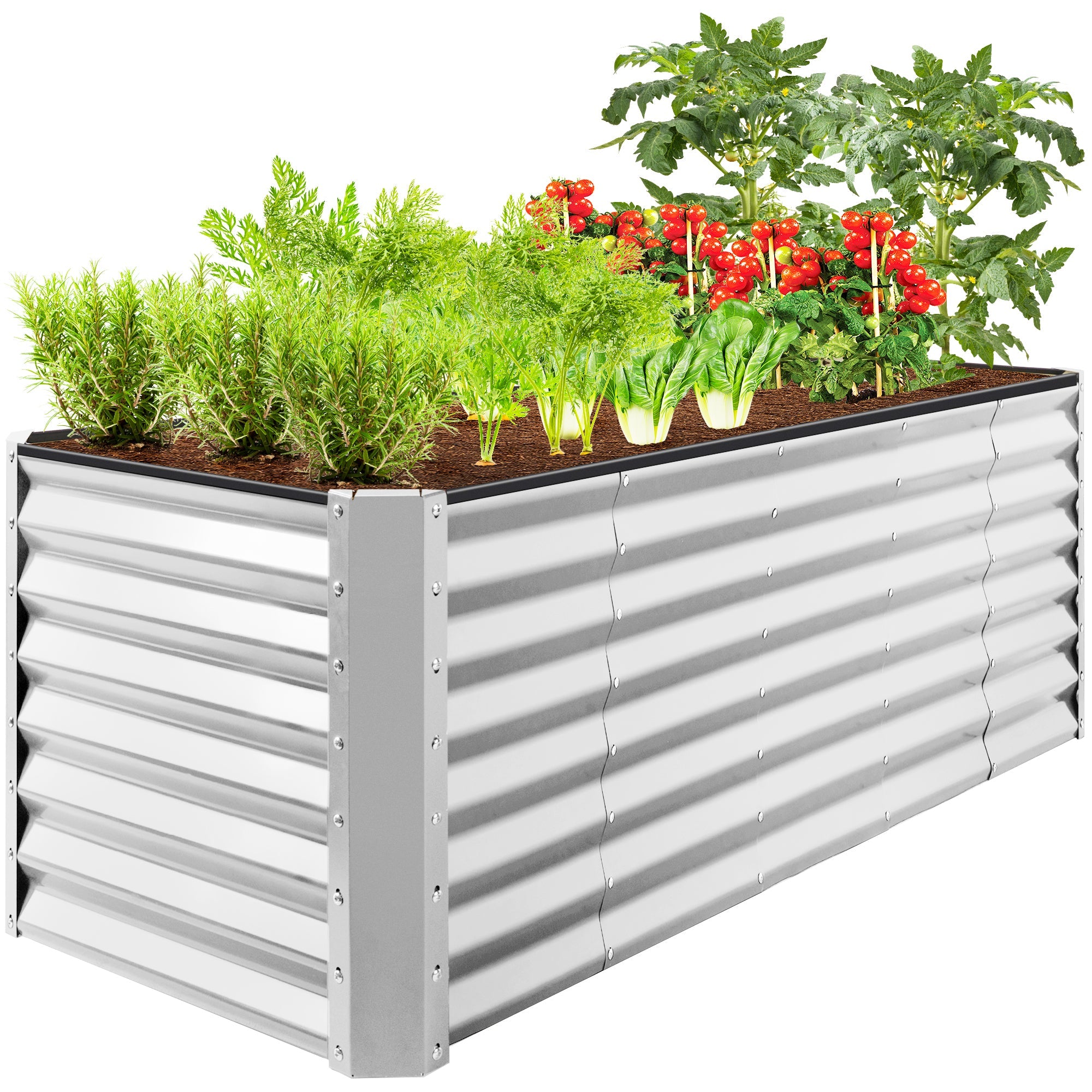 Outdoor Metal Raised Garden Bed for Vegetables, Flowers, Herbs - 8x2x2ft - Galvanized
