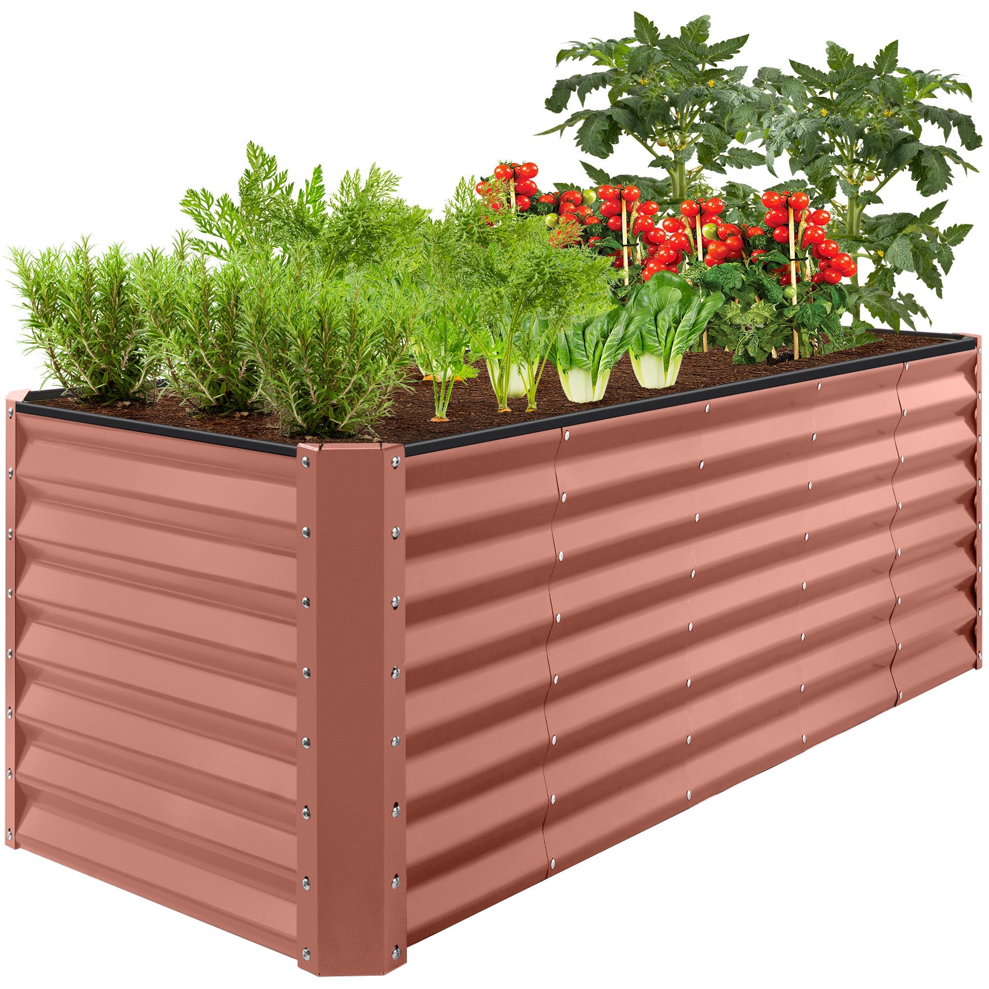 Outdoor Metal Raised Garden Bed for Vegetables, Flowers, Herbs - 8x2x2ft - Terracotta