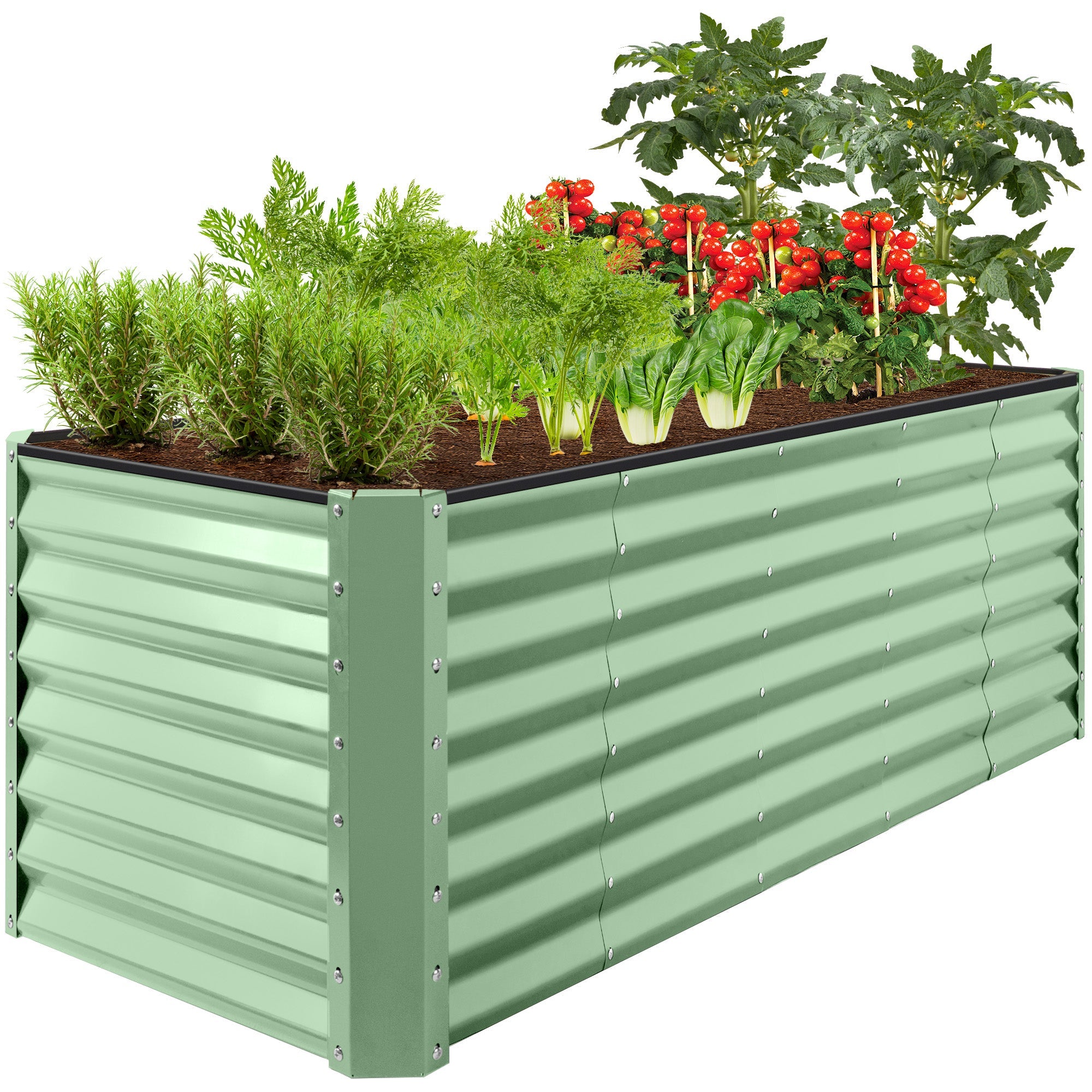 Outdoor Metal Raised Garden Bed for Vegetables, Flowers, Herbs - 8x2x2ft - Sage Green