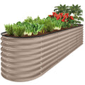 Metal Raised Garden Bed, Oval Outdoor Planter Box for Vegetables - 8x2x2ft - Taupe