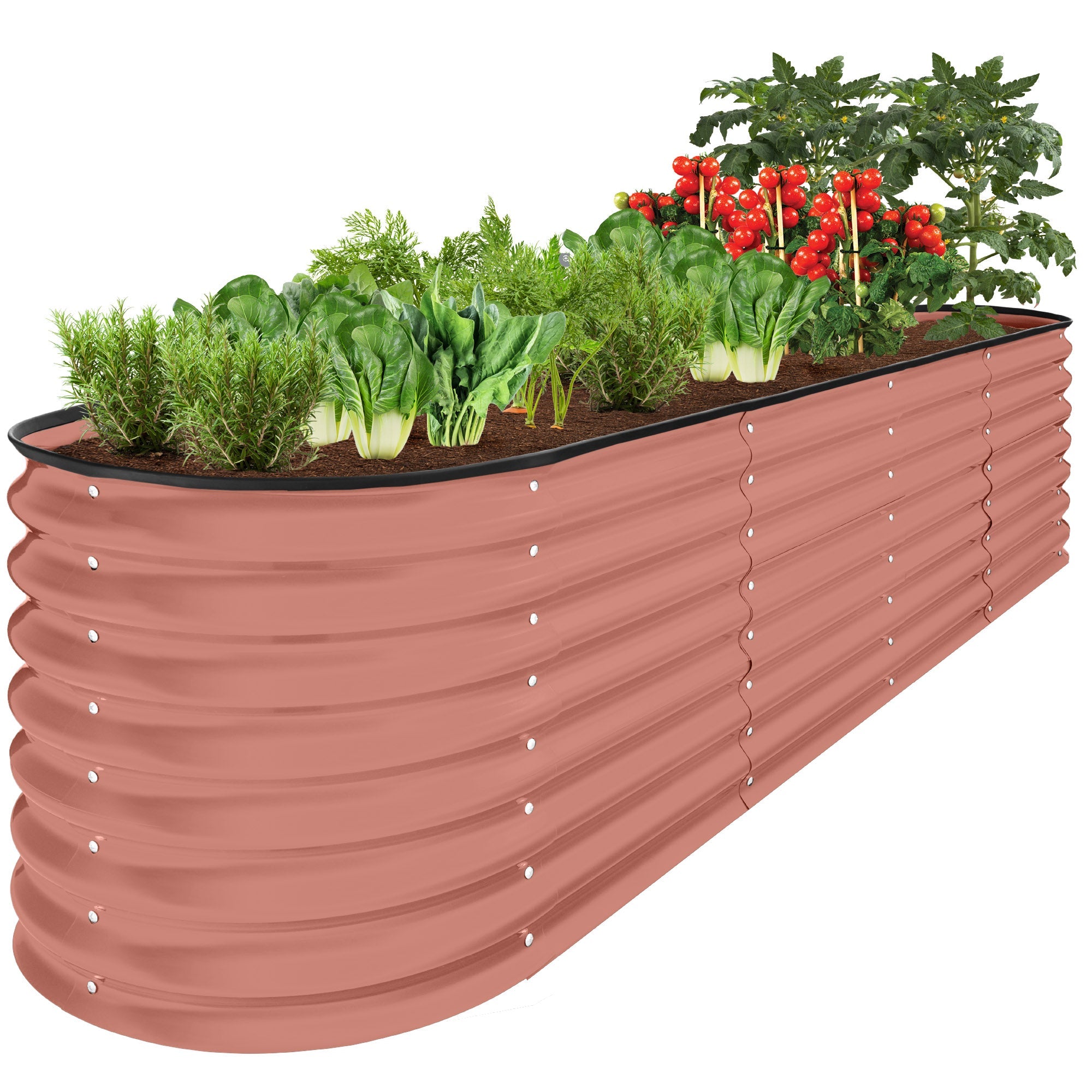Metal Raised Garden Bed, Oval Outdoor Planter Box for Vegetables - 8x2x2ft - Terracotta
