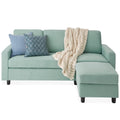 Upholstered Sectional Sofa Couch w/ Chaise Lounge, Reversible Ottoman Bench - Aqua