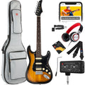 Beginner Electric Guitar Kit w/ Headphone Amp, Padded Gig Bag, Headphones - Sunburst/Black