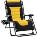 Oversized Padded Zero Gravity Chair, Folding Recliner w/ Headrest, Side Tray - Black/Yellow