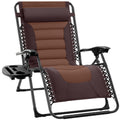 Oversized Padded Zero Gravity Chair, Folding Recliner w/ Headrest, Side Tray - Espresso/Brown