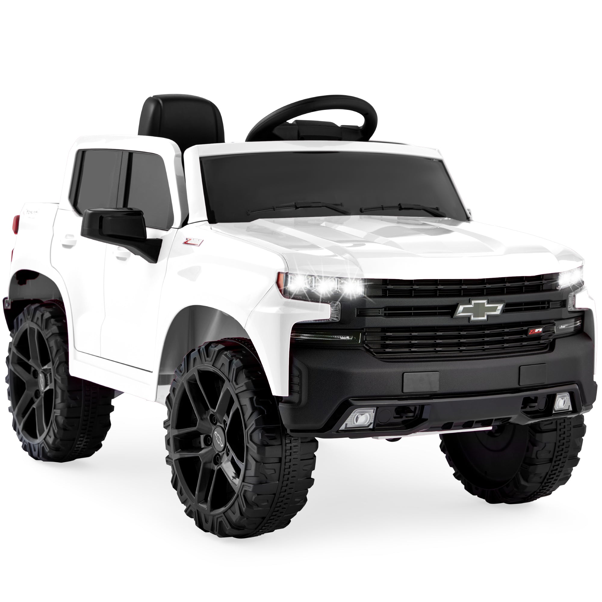 12V Licensed Chevrolet Silverado Ride On Truck w/ Parent Remote Control - White